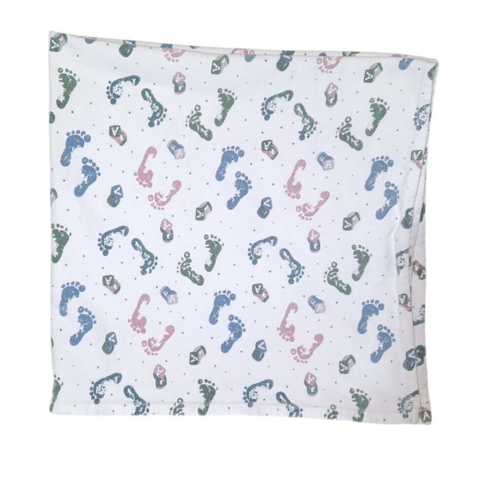 Vintage Medline Footprint Block Polka Dots Hospital Receiving Blanket 34" X 32"